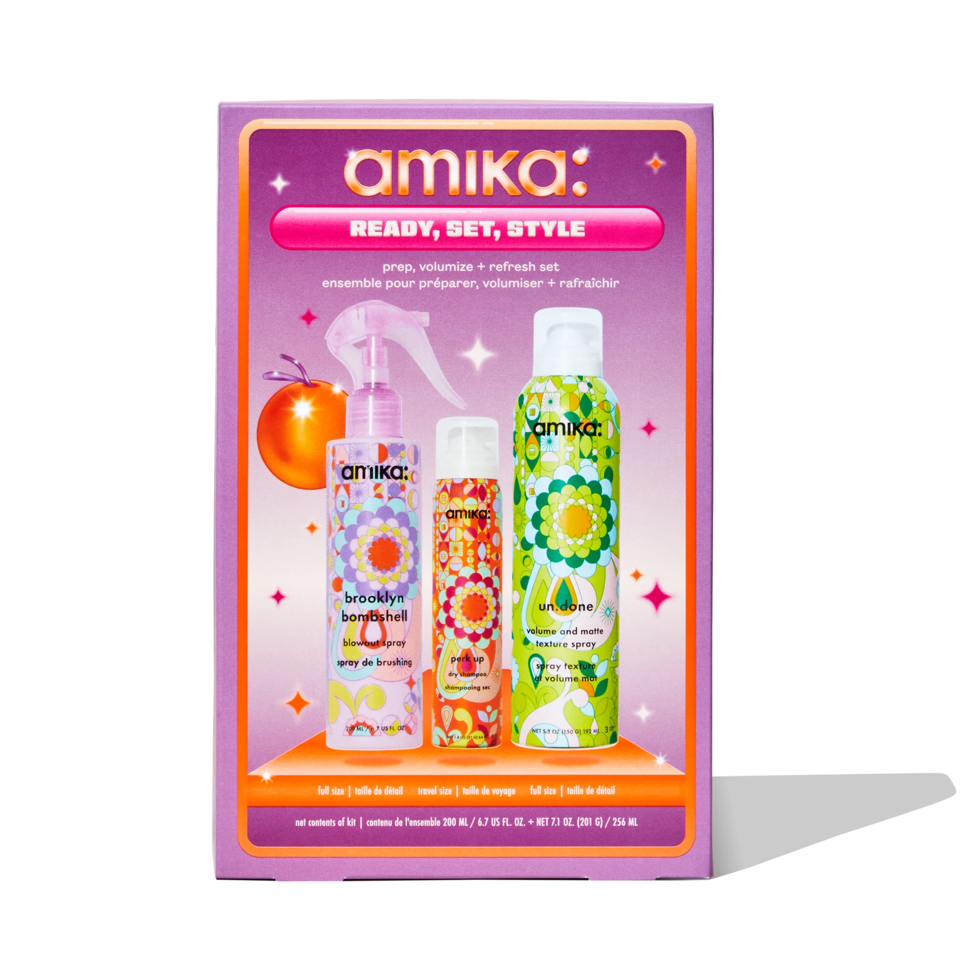 Amika ready, set, style prep, volumize + refresh set